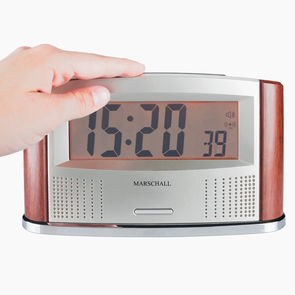  Sprechende Funkuhr mit Datum und Thermometer www